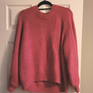 Pink puffy sleeve sweater